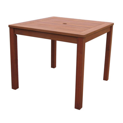 Beard Square Eucalyptus Solid Wood Outdoor with Umbrella Hole Dining Table - 90 cm W 90 cm D