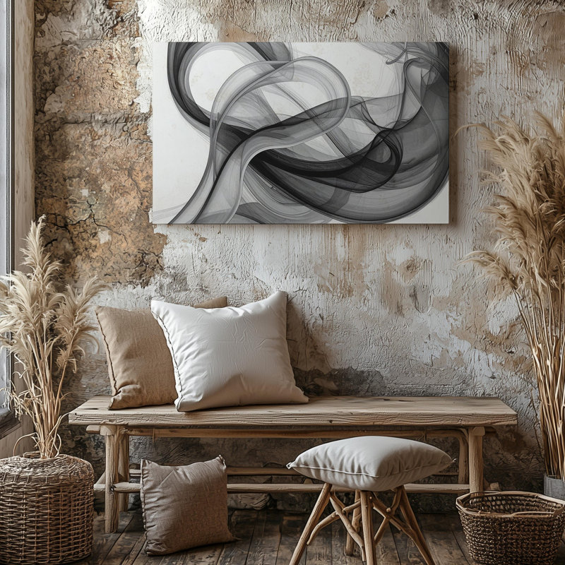 Décoration murale tendue en spirale fumée serein, H 9 po x l 12 po