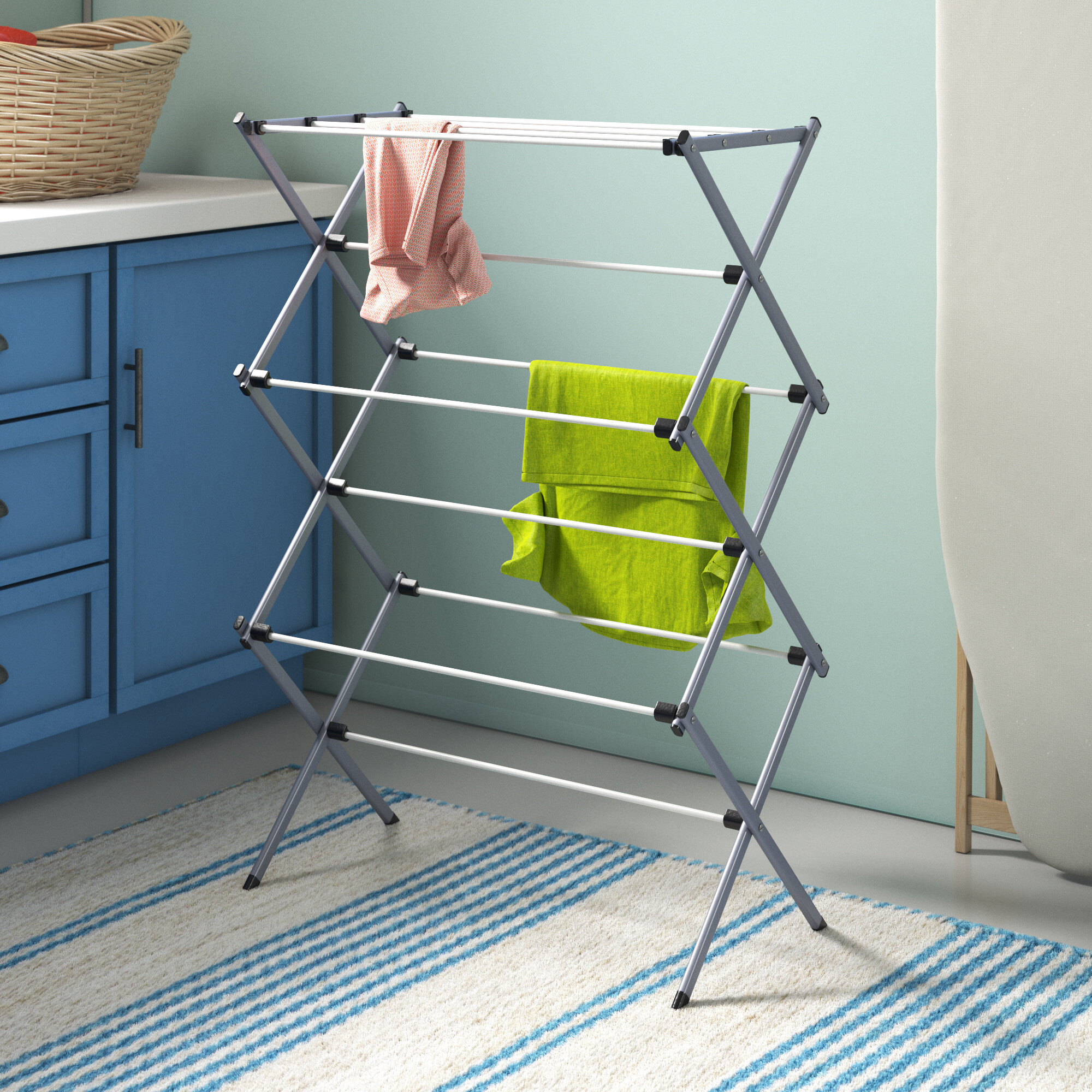 Mainstays Oversized Collapsible Steel Laundry Drying Rack, Silver 