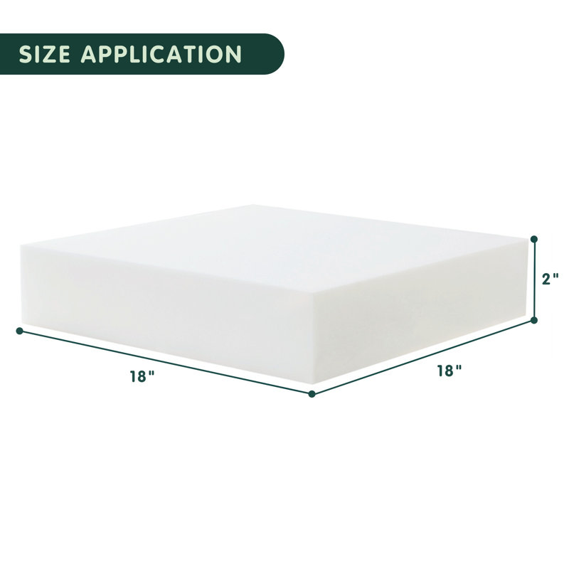 Coussin de siège à haute densité DIY, H 2 po x l 18 po x L 18 po