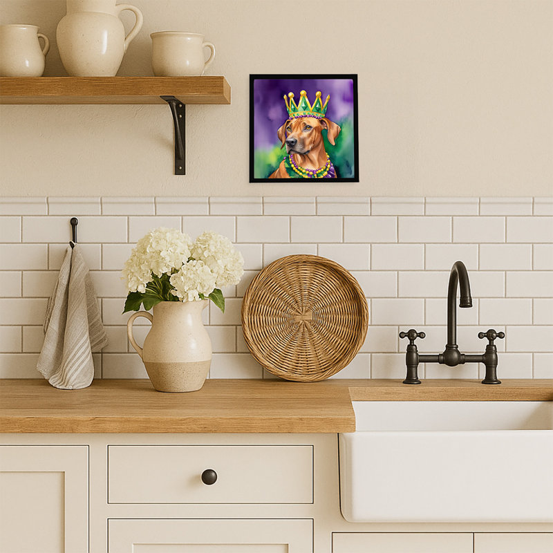 «Rhodesard Ridgeback King of Mardi Gras», reproduction d'art encadrée