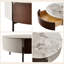Table basse ronde moderne avec tiroirs et pieds en métal, blanc et naturel