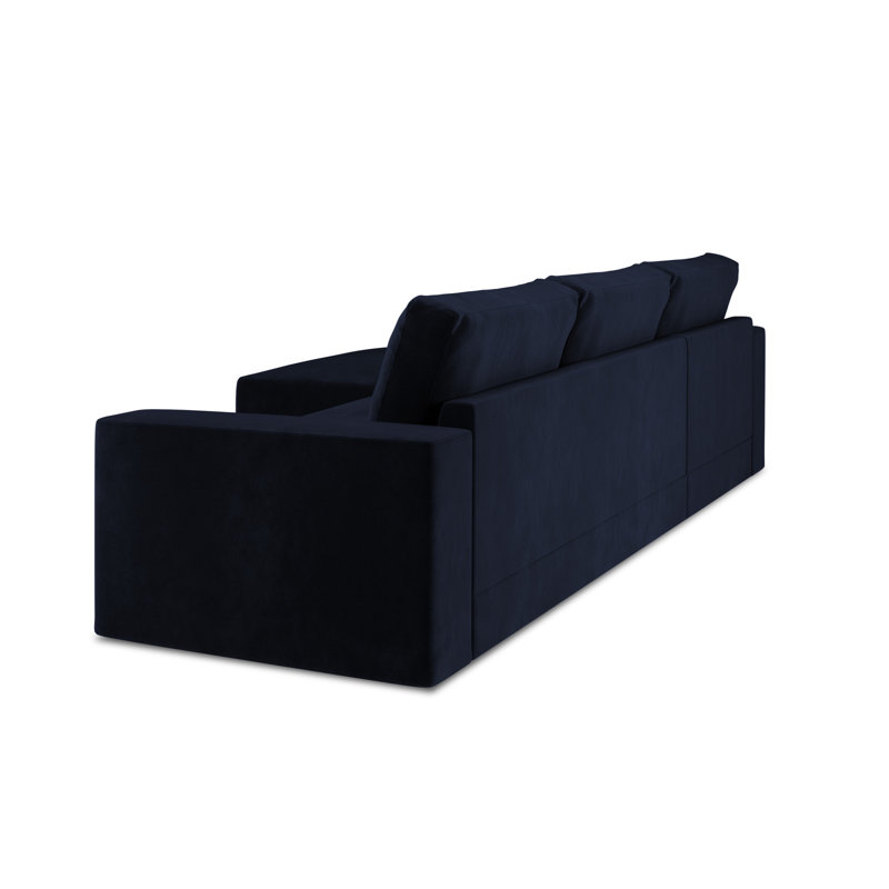 Donatella 6 Seater Sofa Bed, Blue Velvet, Left Hand Facing