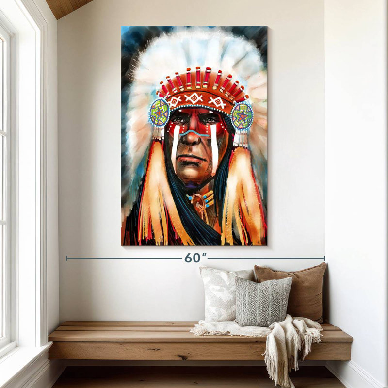 Lelar Native Indian Chief, 51" H x 34" W