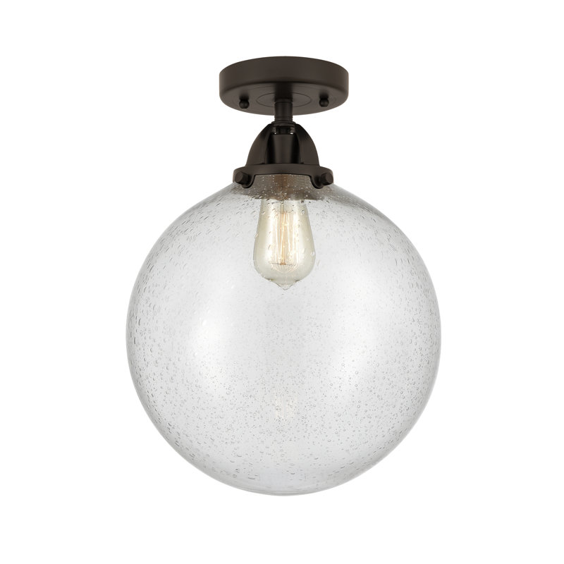 Plafonnier semi-encastré en verre Alfonsa, Oui, Bronze huilé, Ampoule non incluse
