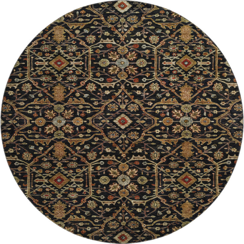Premium Machine Washable Ducote AMF1130 Global Rug, Round 8'