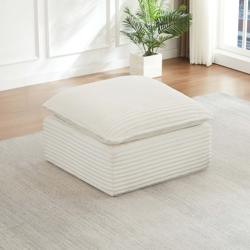 Repose-pieds modulaire modulaire, tissu en velours côtelé, composant de canapé nuage pour le salon, Blanc