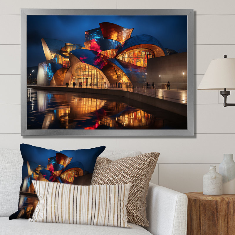 Espagne, musée Guggenheim, Bilbaoin IV sur toile, H 24 po x l 32 po x P 1 po, Cadre simple argenté