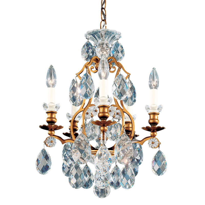 Renaissance 5 - Light Glass Chandelier, French Gold, Clear Heritage Crystal