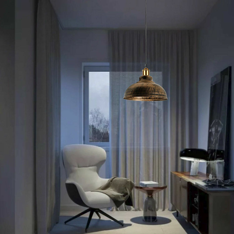17cm H Metal Dome Lamp Shade, Brushed Copper