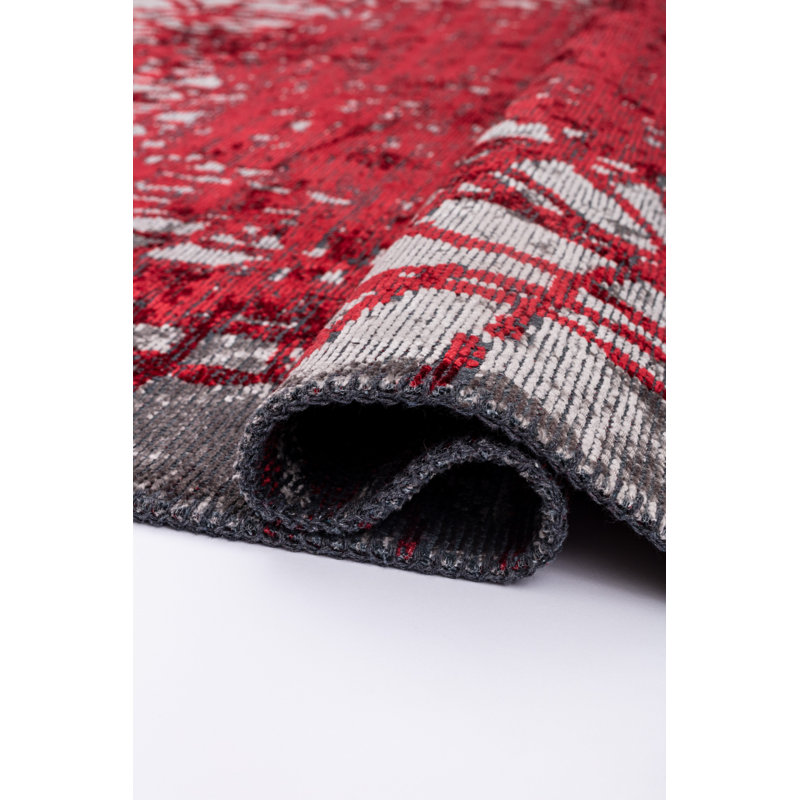 Rapture Gray/Red Abstract Luxury Area Rug, Rectangle 7'10" x 11'2"