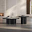 Ensemble de tables basses en bois massif noir et pierres frittées