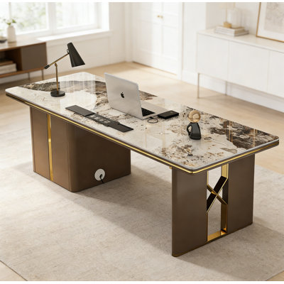 Light luxury sintered stone top desk