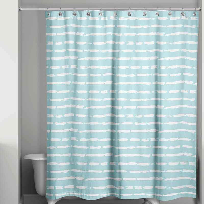  Rideau de douche rayé simple, Bleu sarcelle