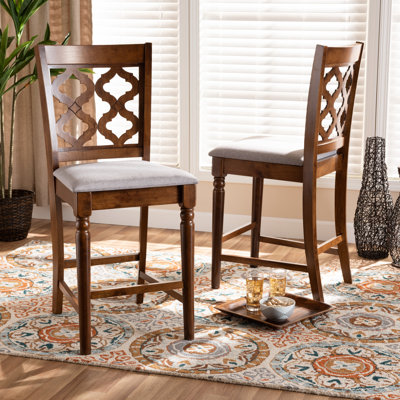 Upholstered Counter Stool with Solid Wood Frame
