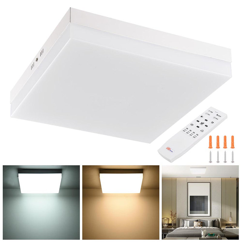 36W Dimmable LED Ceiling Light 3000 to 6000K Square Flush Mount Remote Lamp