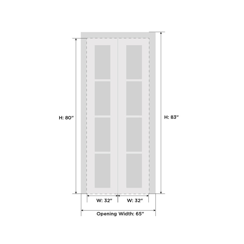 Porte standard à panneaux en bois massif, 64 po x 80 po