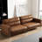 86.6" Mid-Century Modern Faux Leather Sofa, 3-Seater Glossy Vegan Leather Couch with Deep Seats and Channel Tufted Backrest for Living Room, Apartment