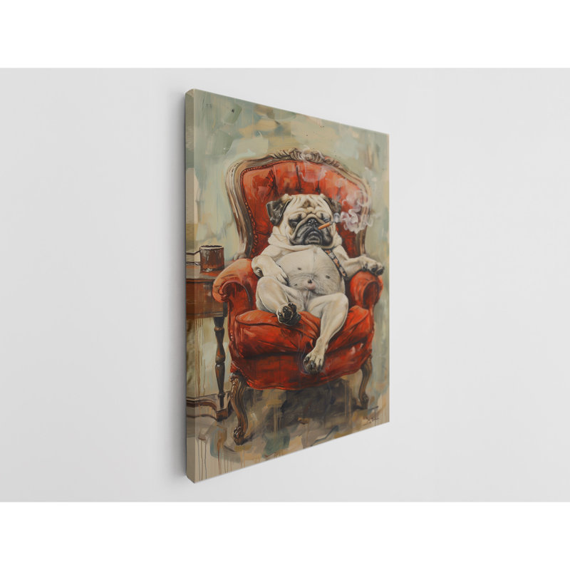 Reproduction d'art sur toile, carlin, H 60 po x l 40 po