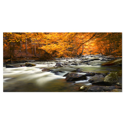 «Autumn Terrai with Trees and River», impression sur toile tendue