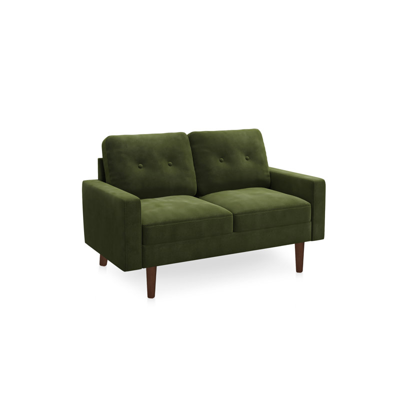 Causeuse à accoudoirs carrés de 58 po Madian, Velours vert olive, H 32,7 po x l 70 po x P 30 po