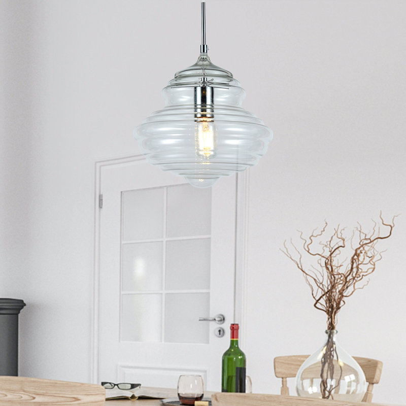 Luminaire suspendu simple à 1 lumière avec accents en fer forgé Betton