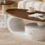 Ensemble de 2 tables gigognes de luxe, tables avec rangement pour le salon, ensemble de tables ovales et rondes, table centrale blanche, table basse, table d'appoint, grande table de 47,24 po, petite de 19,69 po