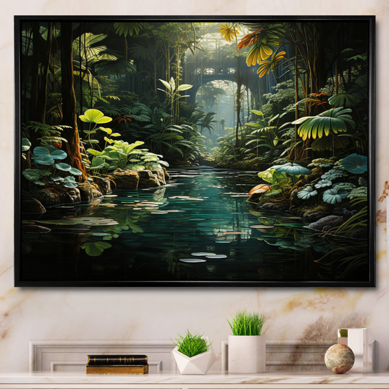 Caraibe Jungle Adventure - reproduction sur toile, H 34 po x l 44 po x P 1,5 po, Cadre flottant noir