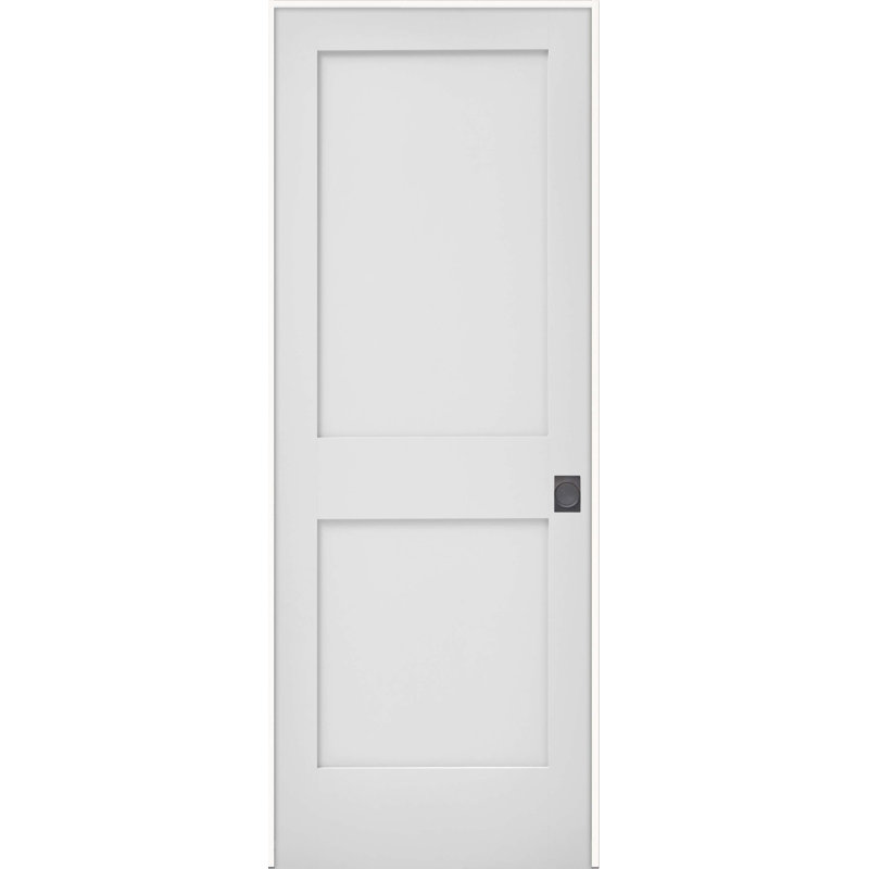 Porte intérieure pré-montée en bois 2 panneaux avec poignée et kit d'installation Evelin, Gauche, 30 po x 80 po