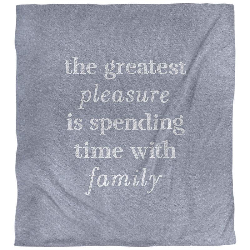 Housse de couette réversible à l’écriture "quotes love family", Housse de couette pour très grand lit, Bleu / Blanc