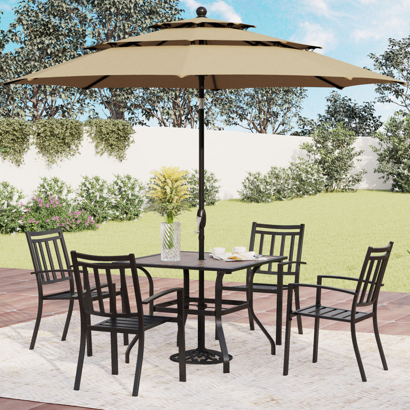 Ensemble repas 4 personnes Alyah, Brun clair