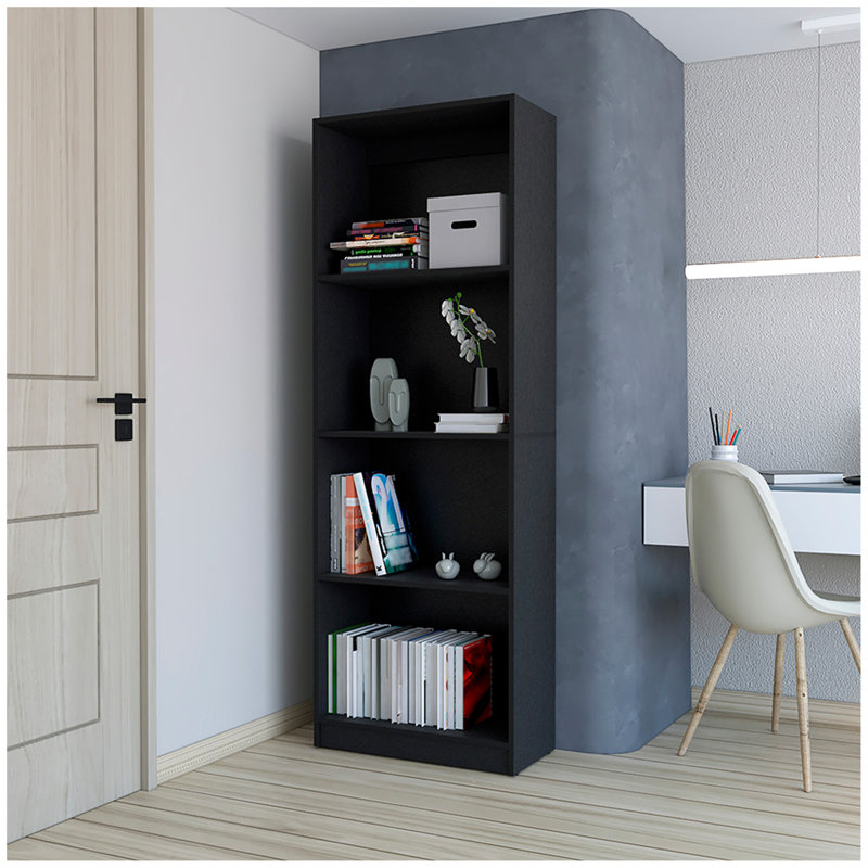 Bibliothèque, bureau, noir, (4 tablettes) H 71,1 po x l 24,7 po x P 11,7 po, Noir