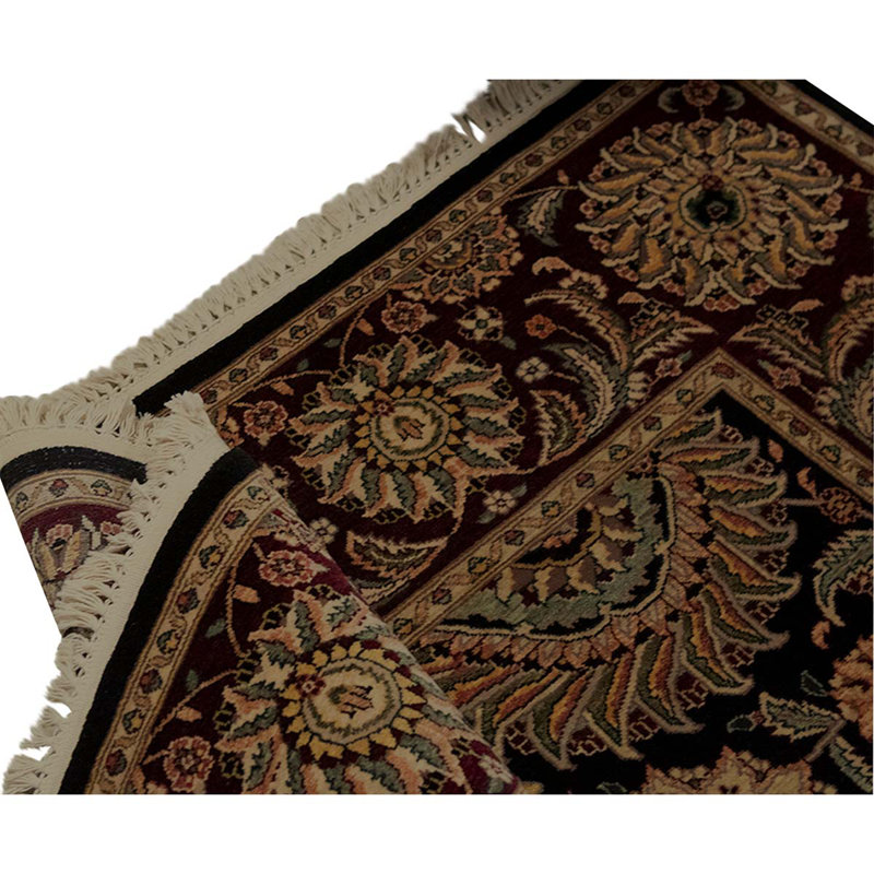 Tapis marron / noir / noir noué à la main de haute qualité