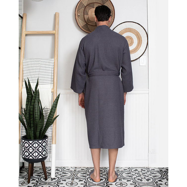Women's Waffle Bathrobe - Kimono Knee Length Robe – Lotus Linen