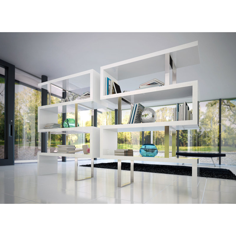 Pearl Geometric Bookcase, Performance Stone