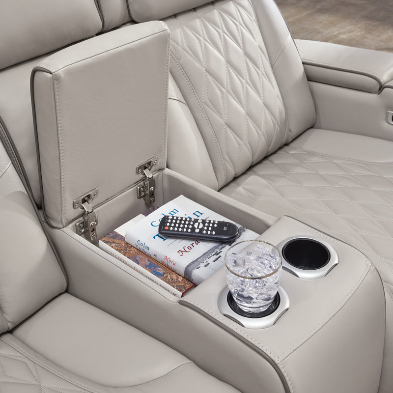 Causeuse inclinable électrique avec console Boyington, H 44,5 po x l 75 po x P 40 po, Gris