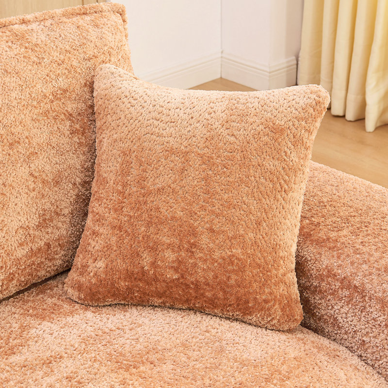 Canapé modulaire de 107 po avec méridienne réversible Boucle, Orange Boucle, Orange