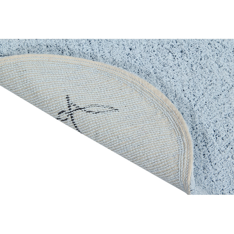Solid Color Handmade Tufted Novelty 3'7" x 5'7" Cotton Area Rug in Blue/ Soft blue