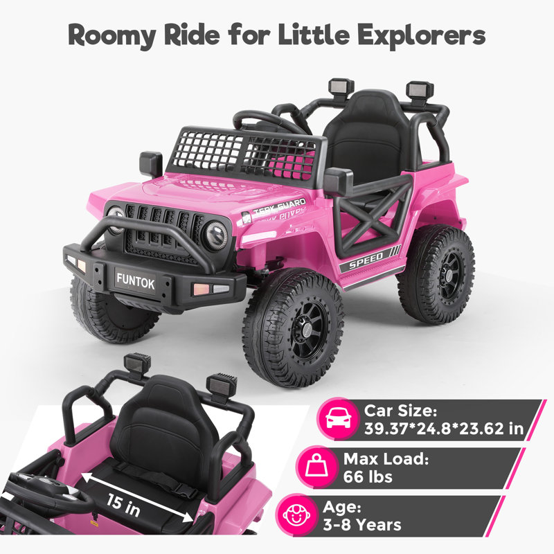 Kimbosmart Upgraded Kids Ride On Truck, 12V Electric Car w/Remote Control, , Wide Seat, Electric Vehicles for Kids to Drive