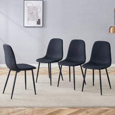 Chaise de luxe simple - ensemble de 4 chaises de salle à manger en lin et coton à haute résilience avec pieds en métal.