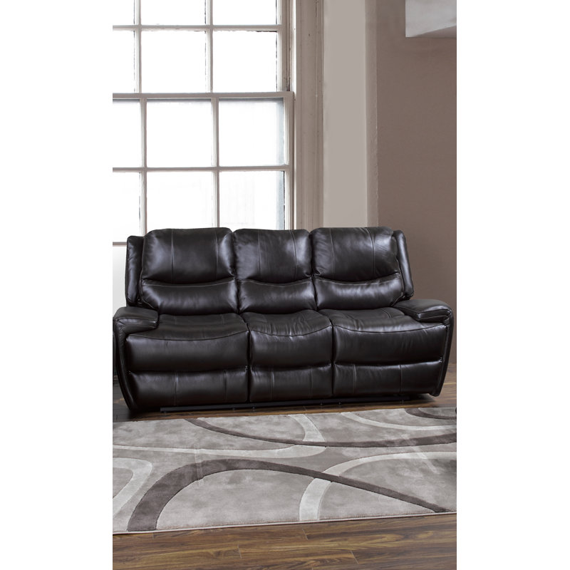 Canapé à accoudoirs en cuir véritable 80" Khachadur