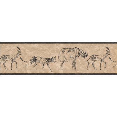 Talbot Sketch Elephant Deer Leopard 7' L x 180" W Wildlife Wallpaper Border