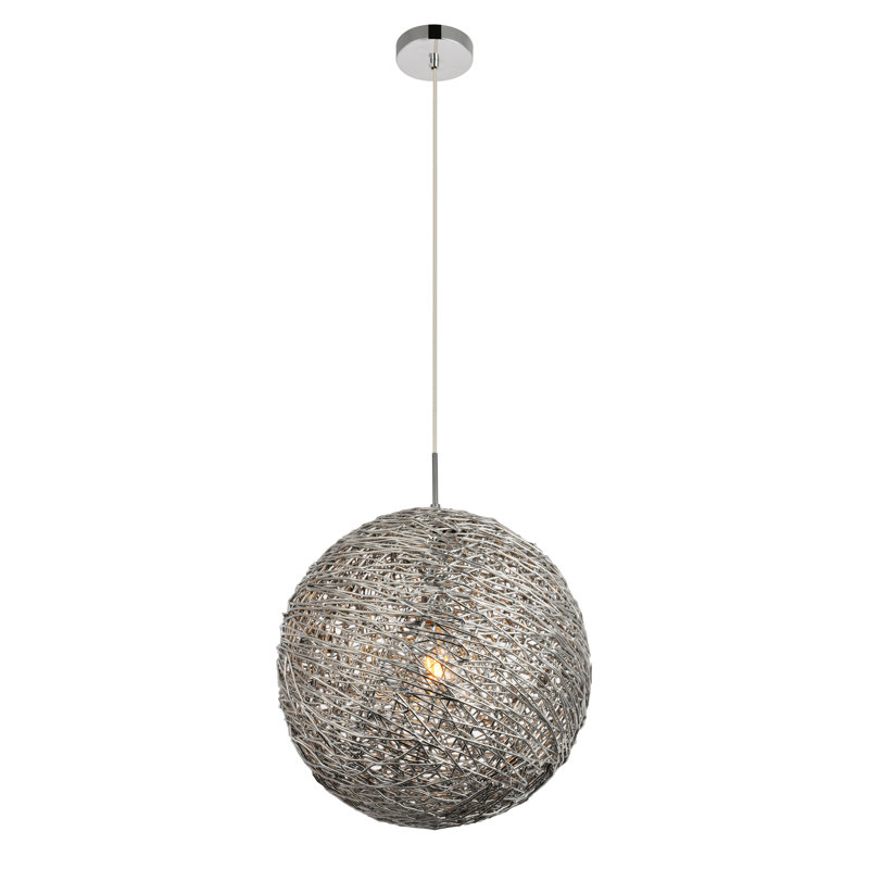 Luminaire sphère suspendu 1 lumières simple Bainum, H 77 po x l 15,7 po x P 15,7 po, Chrome