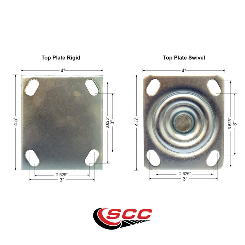 6 Inch Rubber on Steel Caster Set with Roller Bearings 2 Brakes 2 Rigid SCC/SCC-30CS620-RSR-TLB-2-R620-2