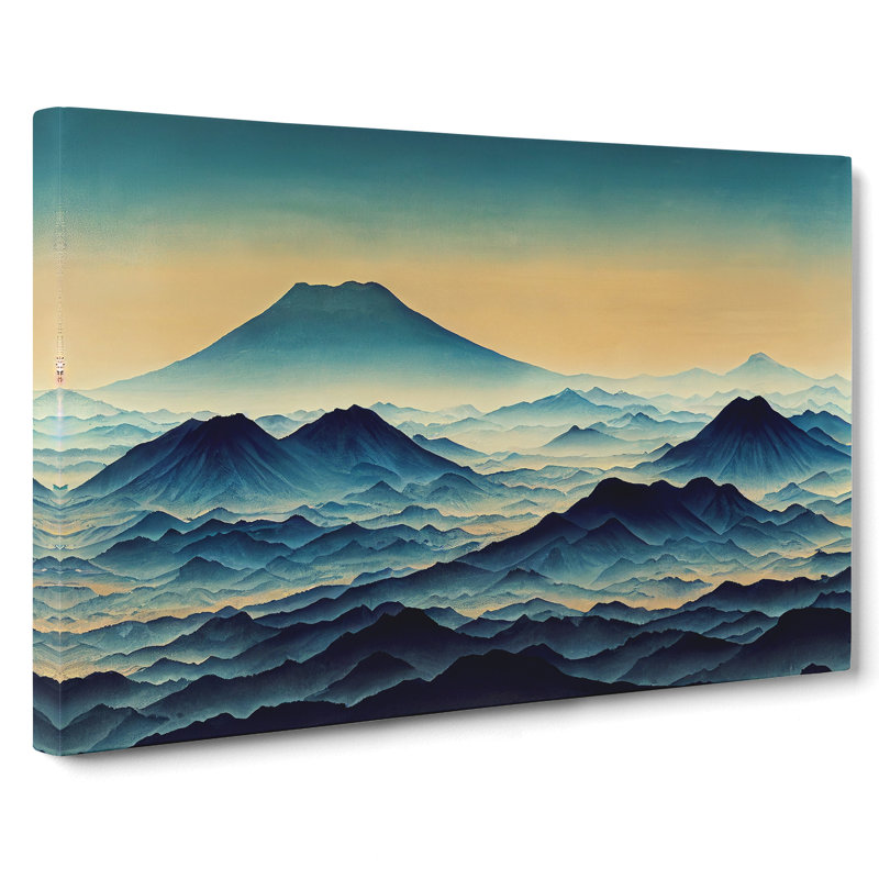 Japanese Mountain Sunrise - Wrapped Canvas Painting, 35cm H x 50cm W x 3cm D