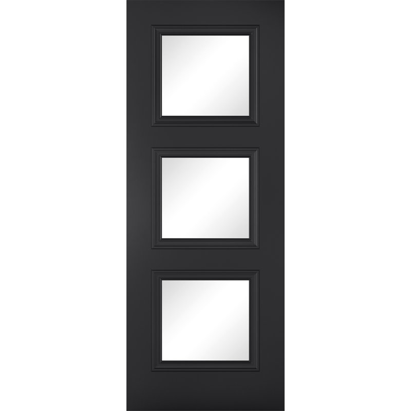 Antwerp Primed Black Glazed Interrnal Door, 1981mm H x 762mm W x 35mm D
