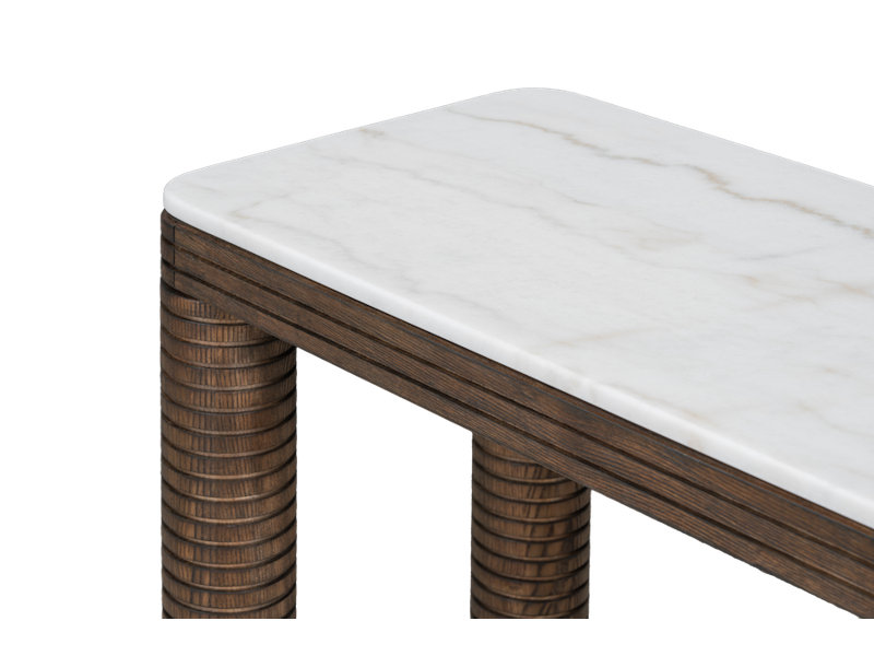 Durham Oak Wood with Grecian White Marble Top 72" Console Table