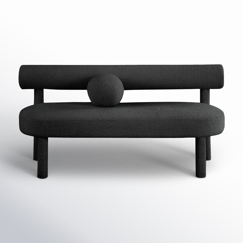 Banc de chambre rembourré Sweetgrove, Tissu bouclé noir