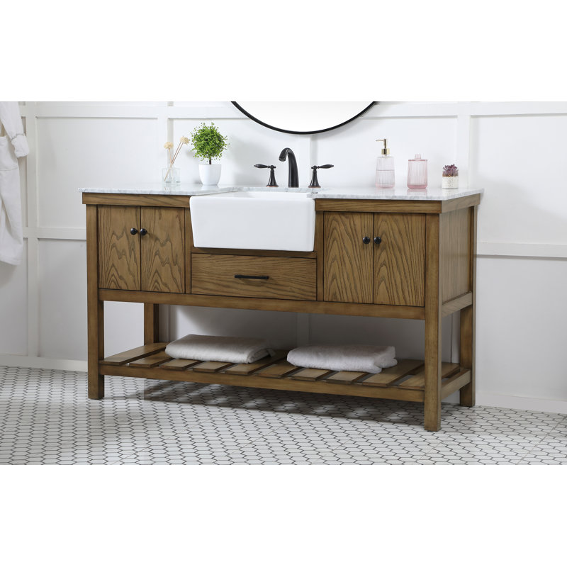 Ensemble de meuble-lavabo simple 60 po Pelaghia, Bois flottant
