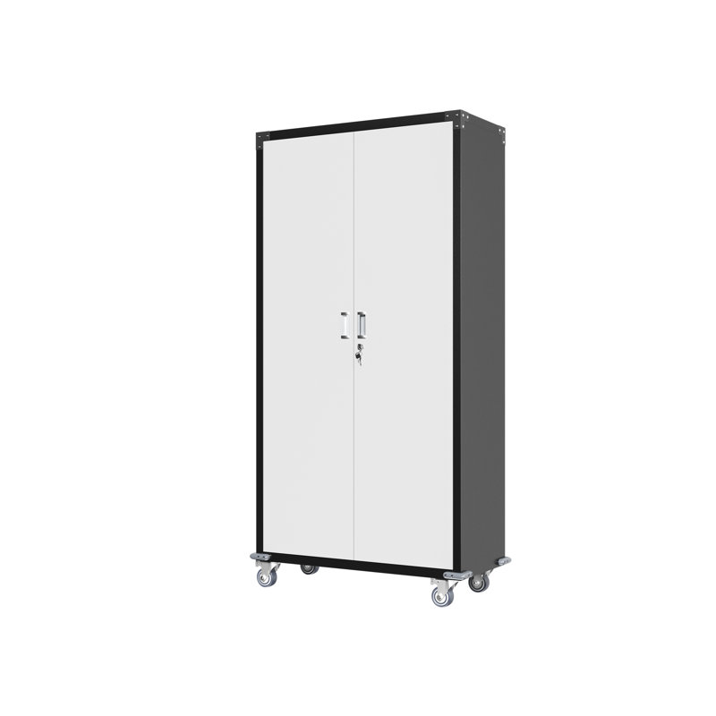 Metal Garage Cabinet With 4 Adjustable Shelves And Locking Doors - Space Saver For Office Heavy Duty Lockable Home